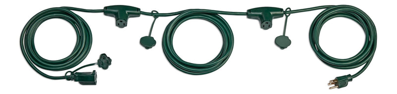 25-ft Outdoor Extension Cord, 3 Outlets, Safety Cover, Green Y2425