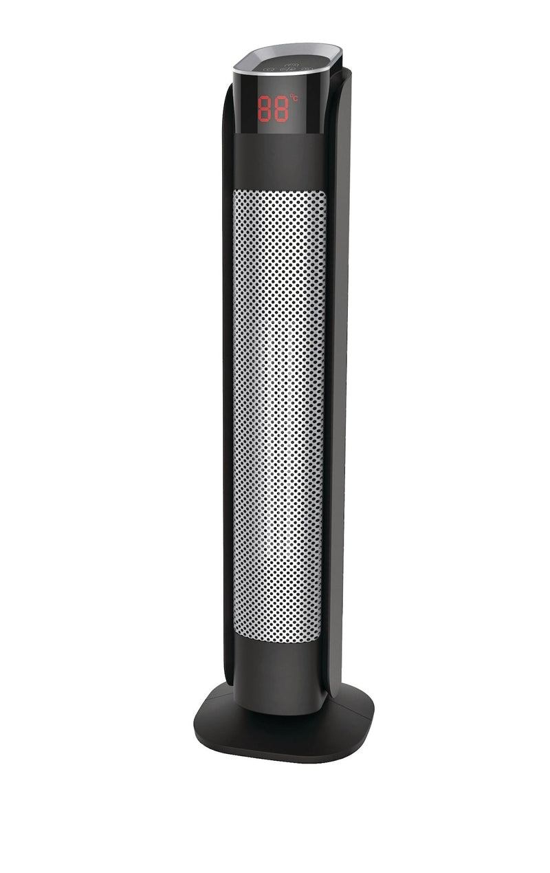Oscillating Tower Ceramic Heater withRemote Control & Thermostat, 1500W, Black, 24-in U2574