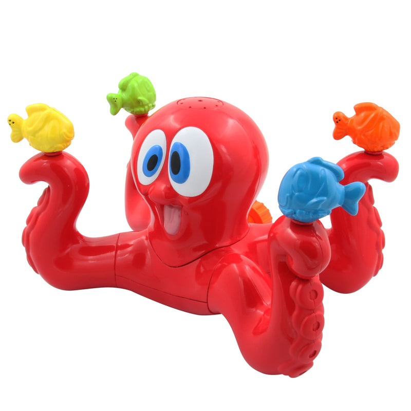 Octopus Spinning Sea Splash Water Sprinkler, Red, 5.5-in, Ages 3+, for Beach/Pool Fun Activities Y9951