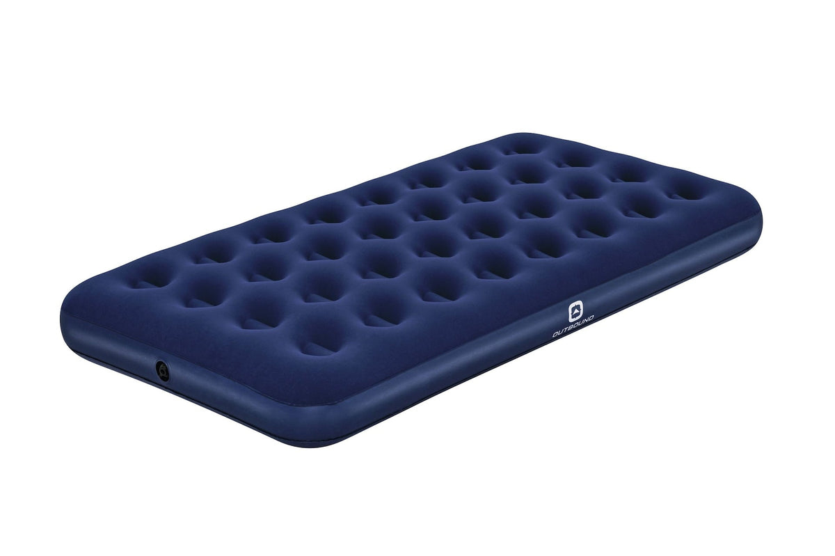 Flocked Top Twin Single-High Inflatable Air Mattress/Airbed with Repair Kit, Blue