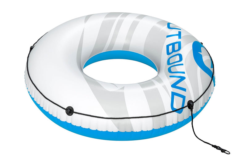 Inflatable Floating River/Lake Connectable 1-Person Tube/Ring, White/Blue, 47-in Q6936