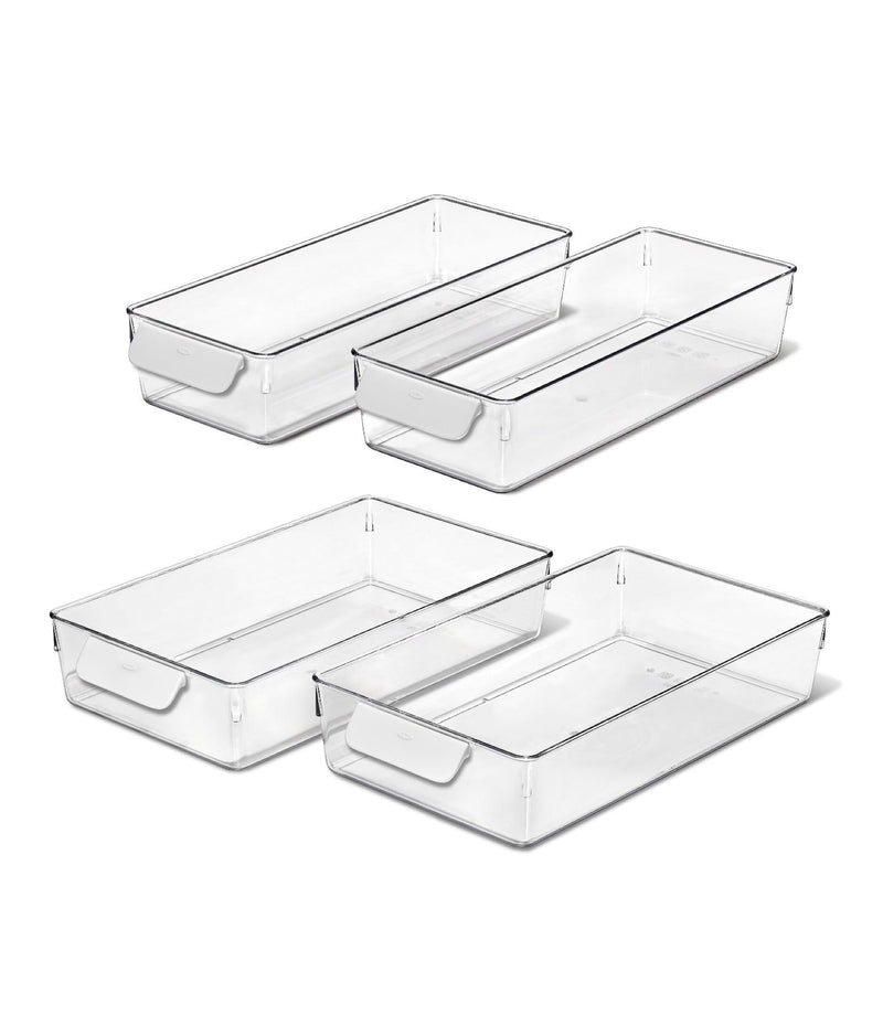 4-Piece Refrigerator Storage Bin Set, Clear B9413