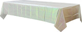 Rectangle Plastic Reusable Table Cover, Opalescent White,54x102-in, for Bachelorette/Bridal Shower/Mother's Day/Baby Shower