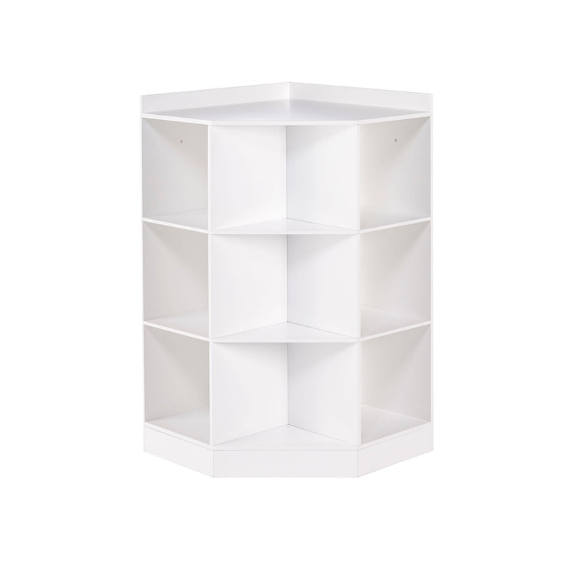 Home Kids' Playroom Corner Cabinet with 6 Toy Storage Cubbies & 3 Shelves, White O5973