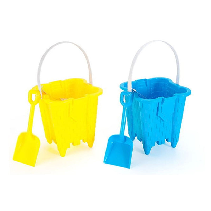 Sand Castle Bucket & Shovel Set, Blue/Green/Red/Yellow, Assorted, Ages 2+, for Beach/Pool Fun Activities V3801