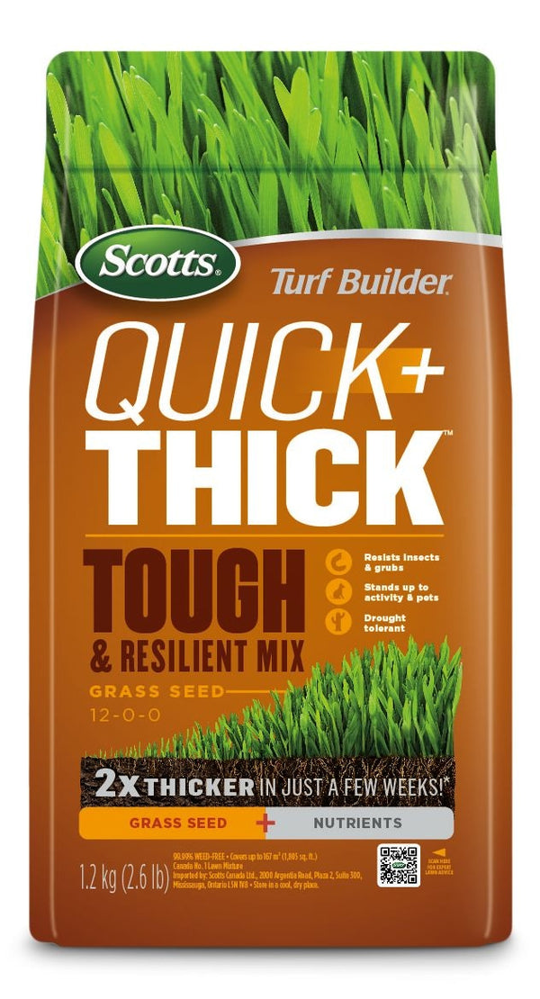 Turf Builder Quick + Thick Grass Seed Tough & Resilient Mix, 12-0-0, 1.2-kg Y3684