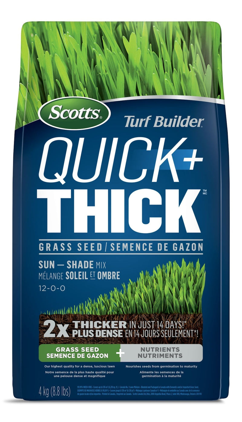 Turf Builder Quick + Thick Sun—Shade Grass Seed & Fertilizer Mix, 4-kg A1810