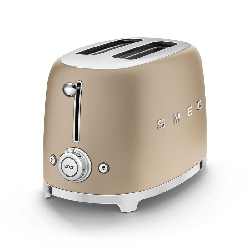 50's Retro Style Wide Slot Pop Up Electric Toaster with 6 Settings, 2-Slice, Champagne H7550