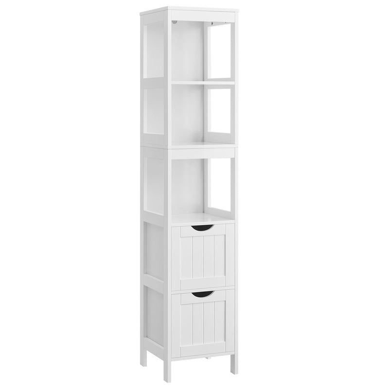 Home 2-Drawer White Cabinet with 3 Open Shelves K3511