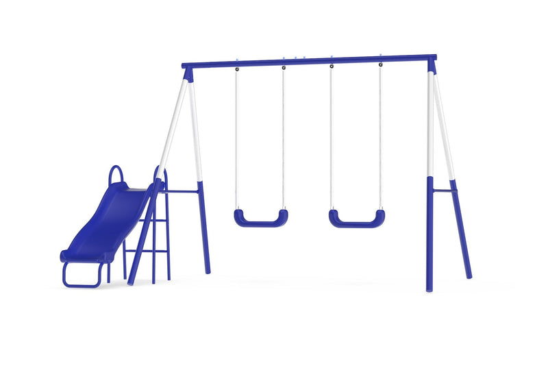 Play Time Kids' 3 Station Metal Swing Set with Slide K2810