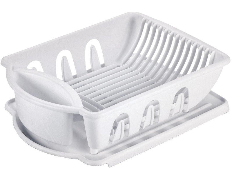 Plastic Nesting Dish/Cutlery Drying Rack & Drainboard Tray For Kitchen, White R0876