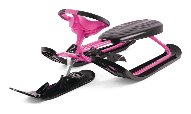 GT Racer Curve Kids' 1-Person Winter Snow Ski Sled with Steering Wheel & Brakes, Assorted Colours P4133