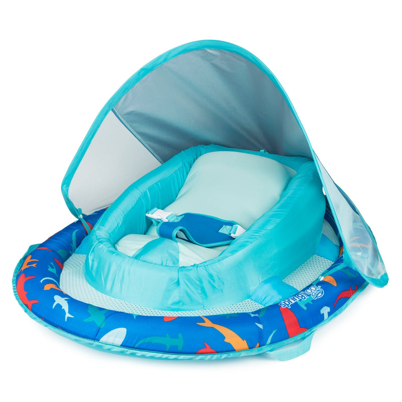 Floating UV-Protected Infant Spring Float with Handles & Sunshade, Shark Design, Ages 3-9 months V6024