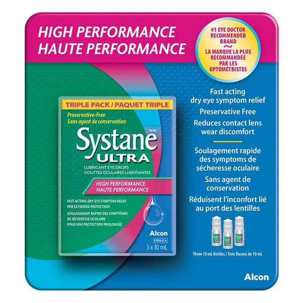 Systane Ultra Lubricant Eye Drops, Preservative Free, 3 x 10 mL Bottles Z9940