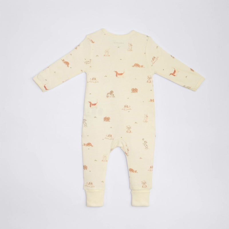 Dog Print Premium Organic Cotton Play and Grow Rib Foot Zippy, Various Sizes I1886