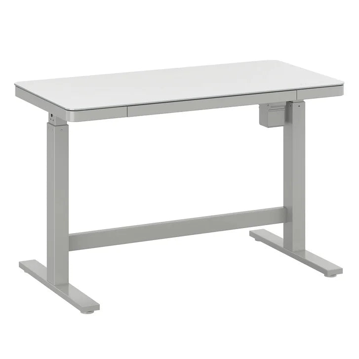 Tresanti Tessa 119.4 cm (47 in.) Adjustable Height Desk with LED Lighting, White F5397
