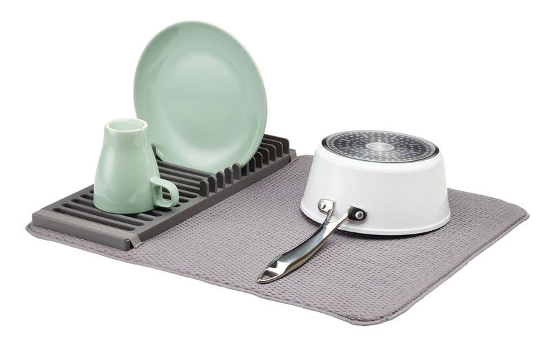 Comfort Absorbent Folding Microfibre Dish Drying Mat & Draining Rack, Grey, 20 x 16-in W3139