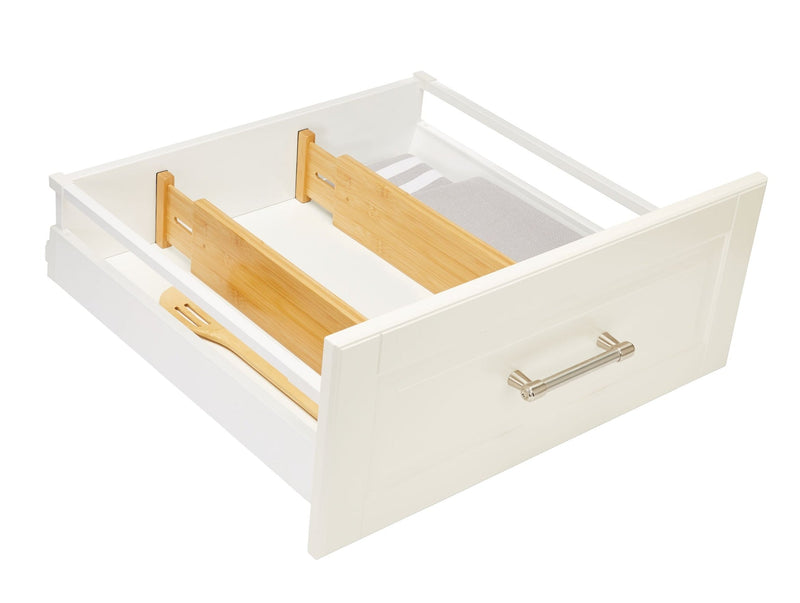 Engrained Adjustable Spring-Loaded Bamboo Kitchen Drawer Dividers, Non-Slip, 2-pk D8137