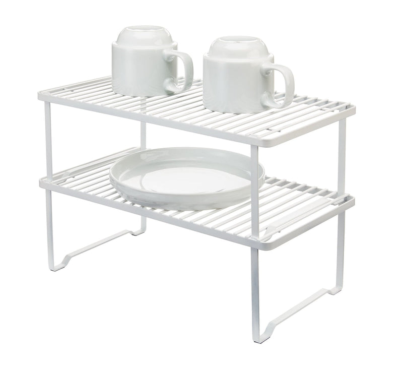 Linear Stackable Storage & Organizer Shelf Rack For Kitchen Cupboard/Cabinet, White M5299