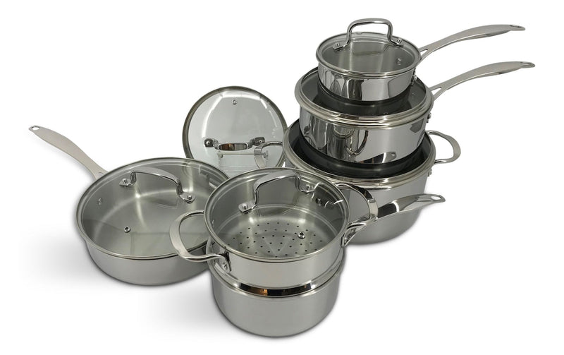 Elite Series 3-Ply Clad Stainless Cookware Set, Oven Safe T0826