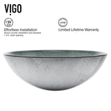 Glass Simply Silver Bathroom Sink/Basin Set with Chrome Duris Faucet and Round Vessel