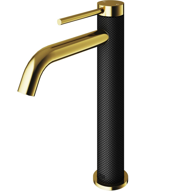 Lexington 8-in Gold/Carbon Fiber Vessel Bathroom Faucet A7337