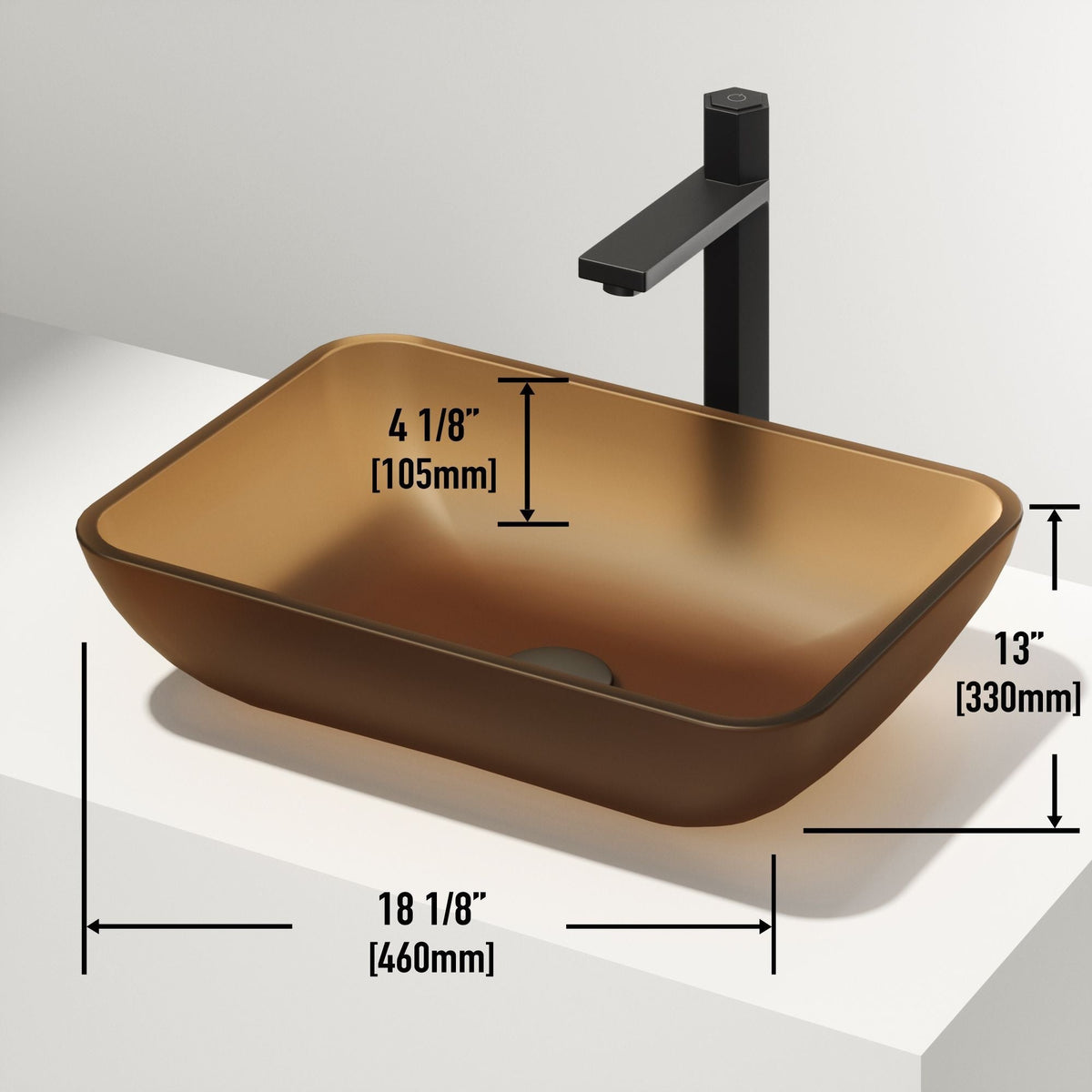 Sottile Amber Bathroom Sink/Basin Set with Gotham Faucet and Glass Vessel