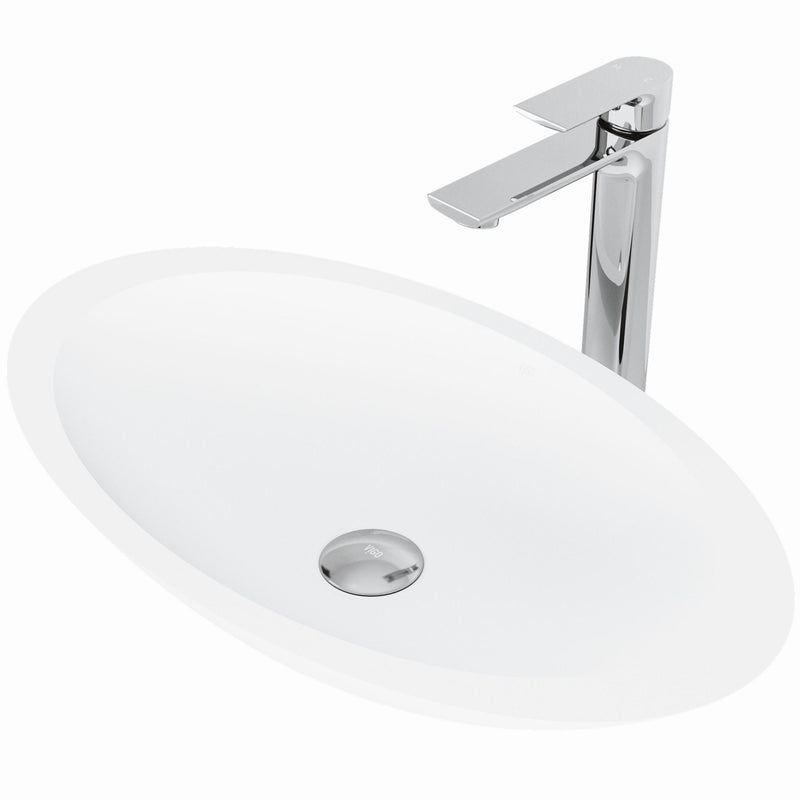 Wisteria White Bathroom Sink/Basin Set with Norfolk Faucet and Oval Composite Vessel X9313
