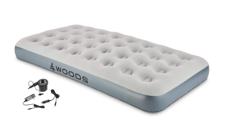 Twin Single-High Inflatable Air Mattress/Airbed, 2-in-1 Pump For AC/Car Outlet, Beige C2142