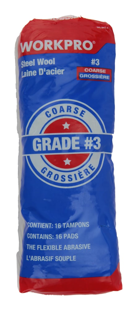 Steel Wool Pads, Surface Cleaning, Paint Removal & Restoration, Coarse Grade 3, 16-pk G0403